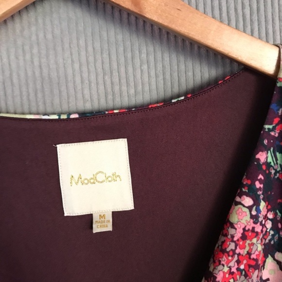 MODCLOTH floral faux wrap midi dress mimi romantic mod cloth medium flirty girly - Picture 5 of 16